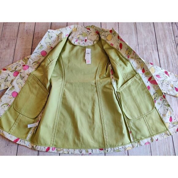 Ann Taylor LOFT apple print trench coat sz SP - Picture 7 of 12